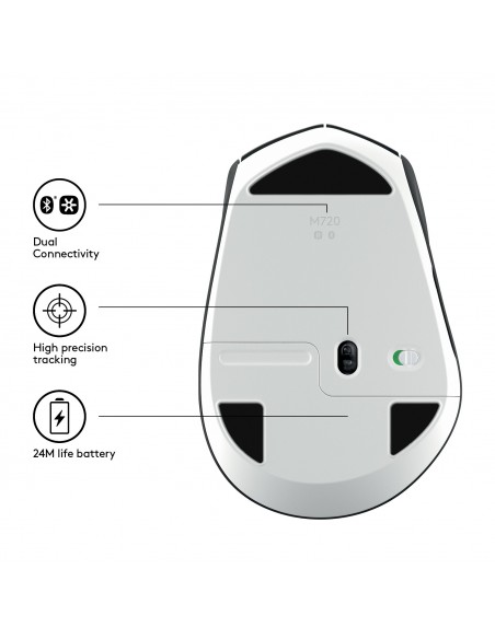 Logitech M720 ratón mano derecha RF Wireless + Bluetooth Óptico 1000 DPI