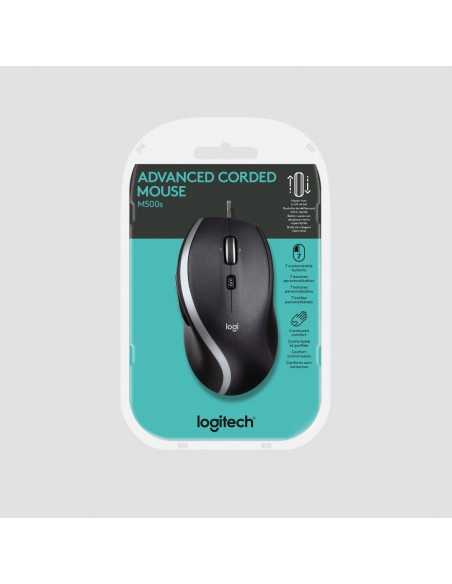 Logitech Corded Mouse M500S ratón mano derecha USB tipo A Óptico 4000 DPI