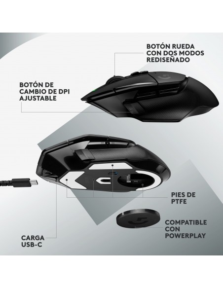Logitech G G502 X Lightspeed ratón mano derecha RF inalámbrico Óptico 25600 DPI