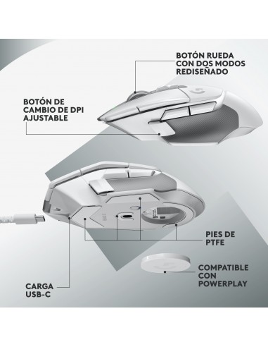 Logitech G G502 X Lightspeed ratón mano derecha RF inalámbrico Óptico 25600 DPI