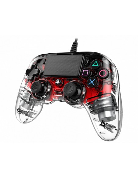 NACON PS4OFCPADCLRED mando y volante Rojo, Transparente USB Gamepad Analógico Digital PC, PlayStation 4
