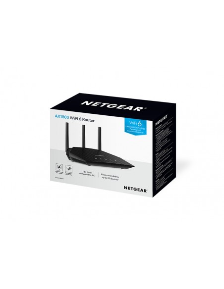 NETGEAR Nighthawk 4-Stream AX1800 WiFi 6 Router (RAX10) router inalámbrico Gigabit Ethernet Doble banda (2,4 GHz   5 GHz) Negro