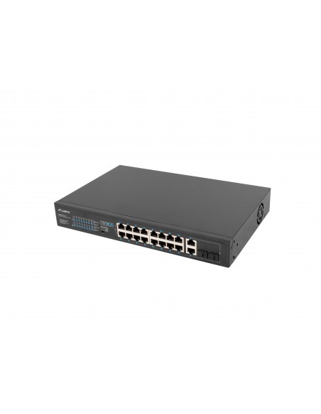 Lanberg RSFE-16P-2C-150 switch No administrado Gigabit Ethernet (10 100 1000) Energía sobre Ethernet (PoE) 1U Negro
