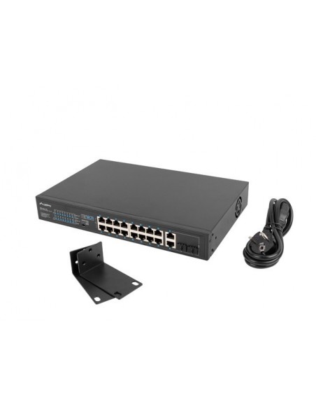 Lanberg RSFE-16P-2C-250 switch No administrado Gigabit Ethernet (10 100 1000) Energía sobre Ethernet (PoE) 1U Negro