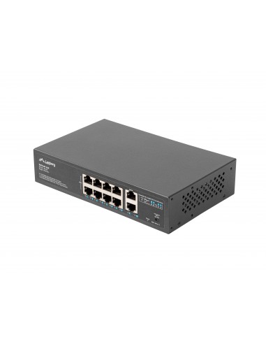 Lanberg RSFE-8P-2GE-120 switch No administrado Gigabit Ethernet (10 100 1000) Energía sobre Ethernet (PoE) 1U Negro