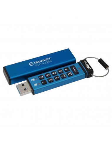 Kingston Technology IronKey Keypad 200 unidad flash USB 32 GB USB tipo A 3.2 Gen 1 (3.1 Gen 1) Azul