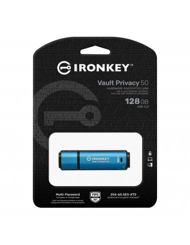 Kingston Technology IronKey Vault Privacy 50 unidad flash USB 128 GB USB tipo A 3.2 Gen 1 (3.1 Gen 1) Azul