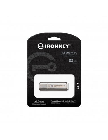 Kingston Technology IronKey Locker+ 50 unidad flash USB 32 GB USB tipo A 3.2 Gen 1 (3.1 Gen 1) Plata