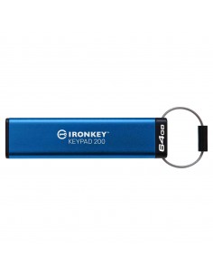 Kingston Technology IronKey Keypad 200 unidad flash USB 64 GB USB tipo A 3.2 Gen 1 (3.1 Gen 1) Azul
