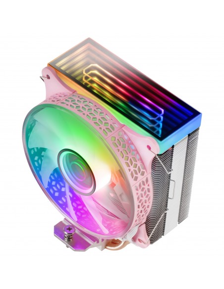 Mars Gaming MCPU-VR Rosa Disipador CPU Doble Espejo Infinito ARGB 4 Heatpipes HCT TDP 180W Ventilador Ultra-silencioso PWM 12cm