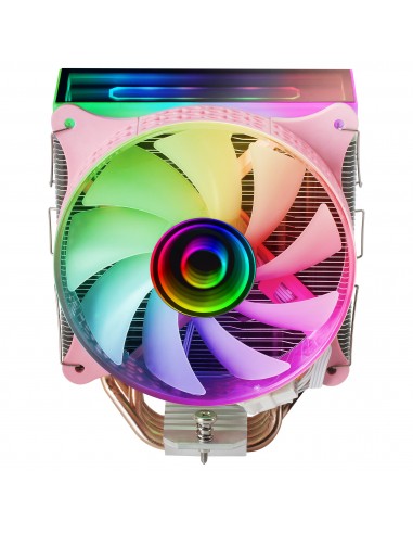 Mars Gaming MCPU-VR Rosa Disipador CPU Doble Espejo Infinito ARGB 4 Heatpipes HCT TDP 180W Ventilador Ultra-silencioso PWM 12cm