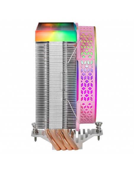 Mars Gaming MCPU-VR Rosa Disipador CPU Doble Espejo Infinito ARGB 4 Heatpipes HCT TDP 180W Ventilador Ultra-silencioso PWM 12cm