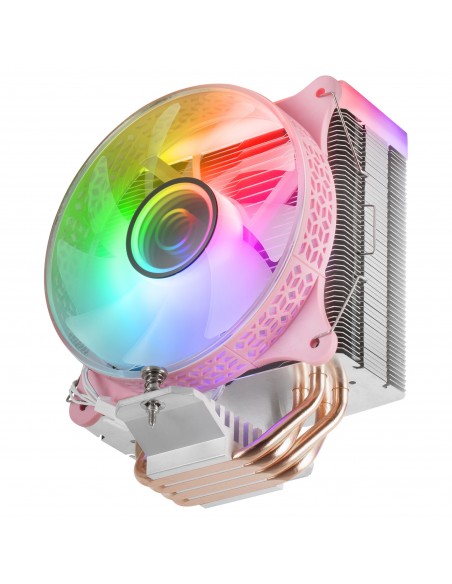 Mars Gaming MCPU-VR Rosa Disipador CPU Doble Espejo Infinito ARGB 4 Heatpipes HCT TDP 180W Ventilador Ultra-silencioso PWM 12cm