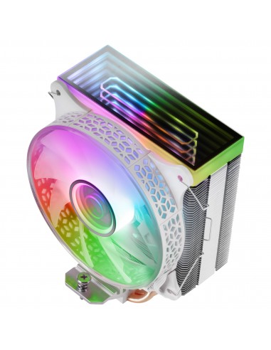 Mars Gaming MCPU-VR Blanco Disipador CPU Doble Espejo Infinito ARGB 4 Heatpipes HCT TDP 180W Ventilador Ultra-silencioso PWM
