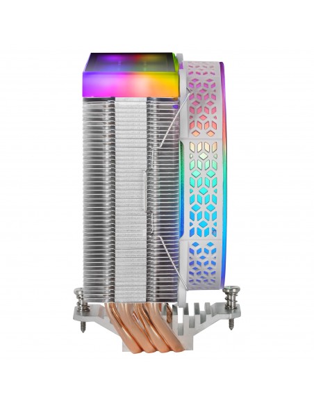 Mars Gaming MCPU-VR Blanco Disipador CPU Doble Espejo Infinito ARGB 4 Heatpipes HCT TDP 180W Ventilador Ultra-silencioso PWM