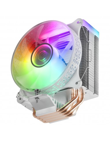 Mars Gaming MCPU-VR Blanco Disipador CPU Doble Espejo Infinito ARGB 4 Heatpipes HCT TDP 180W Ventilador Ultra-silencioso PWM
