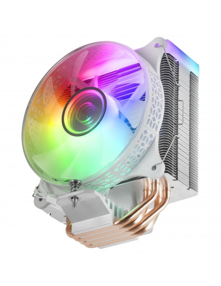 Mars Gaming MCPU-VR Blanco Disipador CPU Doble Espejo Infinito ARGB 4 Heatpipes HCT TDP 180W Ventilador Ultra-silencioso PWM