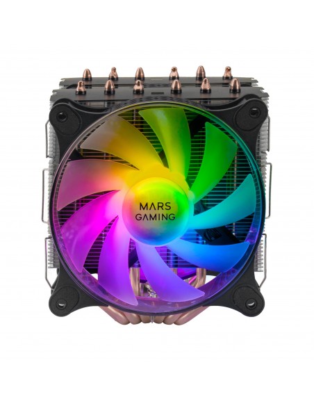 Mars Gaming MCPU-XT Negro Disipador CPU Doble Torre Refrigeración 6 Heatpipes HCT TDP 300W 2 Ventiladores ARGB PWM 12cm