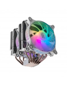 Mars Gaming MCPU-XT Blanco Disipador CPU Doble Torre Refrigeración 6 Heatpipes HCT TDP 300W 2 Ventiladores ARGB PWM 12cm 2