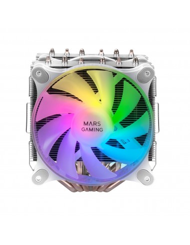 Mars Gaming MCPU-XT Blanco Disipador CPU Doble Torre Refrigeración 6 Heatpipes HCT TDP 300W 2 Ventiladores ARGB PWM 12cm