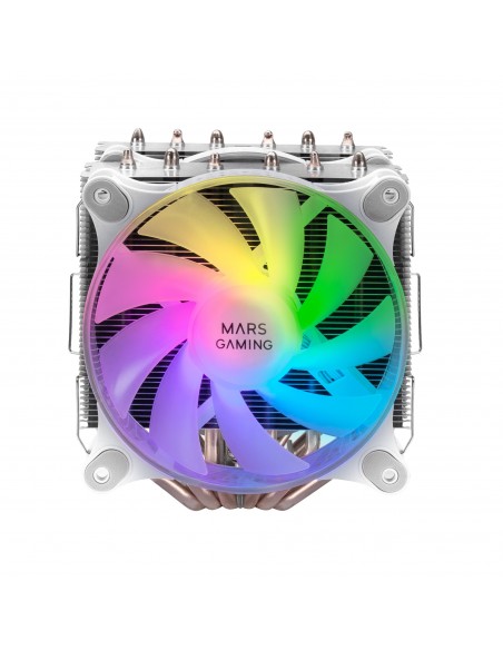 Mars Gaming MCPU-XT Blanco Disipador CPU Doble Torre Refrigeración 6 Heatpipes HCT TDP 300W 2 Ventiladores ARGB PWM 12cm