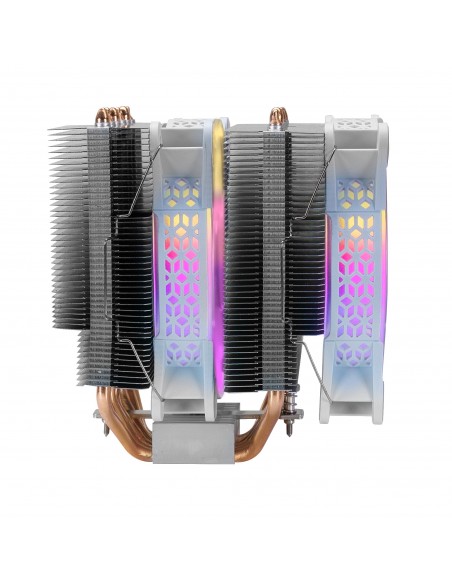Mars Gaming MCPU-XT Blanco Disipador CPU Doble Torre Refrigeración 6 Heatpipes HCT TDP 300W 2 Ventiladores ARGB PWM 12cm