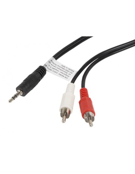 Lanberg CA-MJRC-10CC-0015-BK cable de audio 1,5 m 3,5mm 2 x RCA Negro