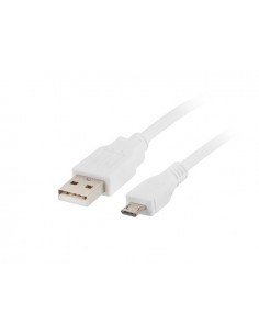 Lanberg CA-USBM-10CC-0010-W cable USB 1 m USB 2.0 Micro-USB A USB A Blanco