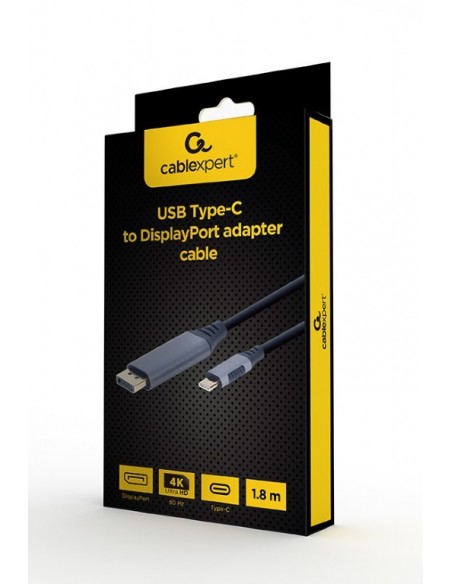 Gembird CC-USB3C-DPF-01-6 adaptador de cable de vídeo 1,8 m USB Tipo C DisplayPort Negro, Gris