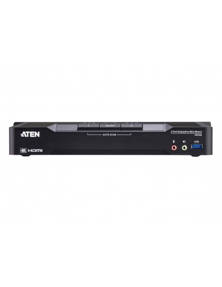 ATEN Matriz de vídeo en formato compacto KVM DisplayPort 4K dual display de 2 puertos con Boundless Switching