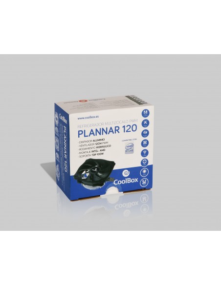CoolBox Plannar 120 Procesador Refrigerador de aire Aluminio, Negro