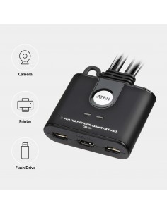 ATEN Switch KVM USB FHD HDMI de 2 puertos en formato cable 2