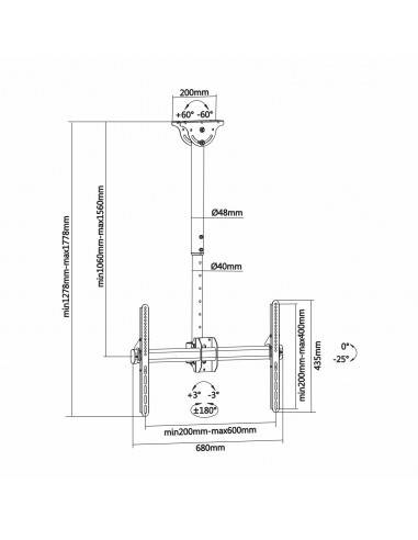 AISENS CT70TSLE-033 soporte para TV 177,8 cm (70") Negro