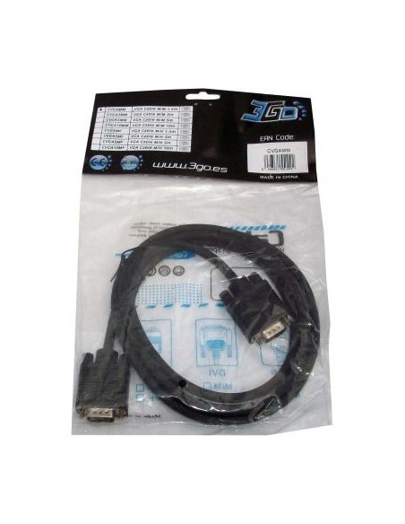 3GO 1.8m VGA M M cable VGA 1,8 m VGA (D-Sub) Negro
