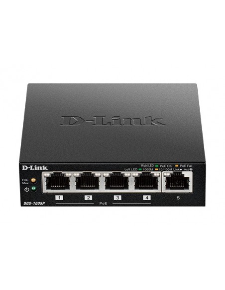 D-Link DGS-1005P No administrado L2 Gigabit Ethernet (10 100 1000) Energía sobre Ethernet (PoE) Negro