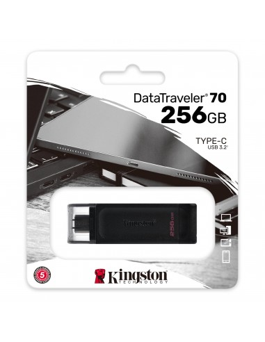 Kingston Technology 70 unidad flash USB 256 GB USB Tipo C 3.2 Gen 1 (3.1 Gen 1) Negro
