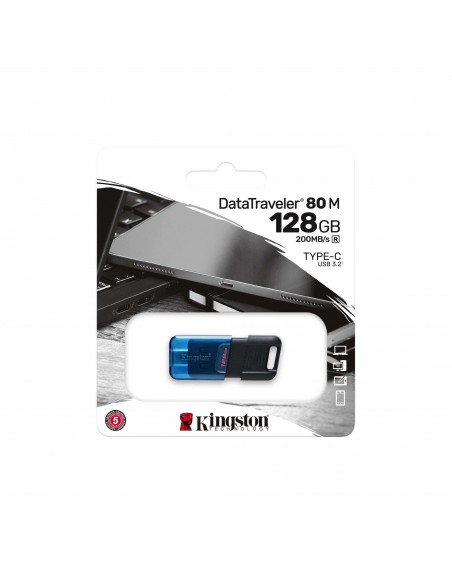 Kingston Technology DataTraveler 80 unidad flash USB 128 GB USB Tipo C 3.2 Gen 1 (3.1 Gen 1) Negro, Azul