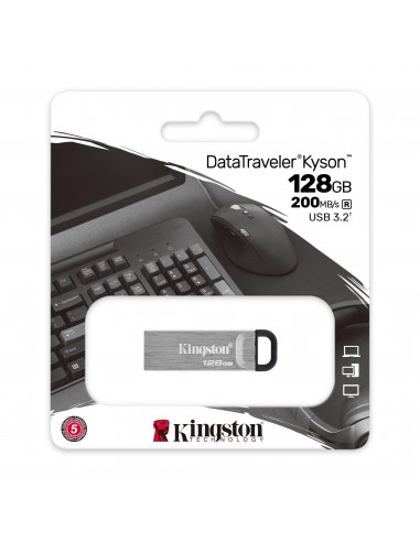 Kingston Technology DataTraveler Kyson unidad flash USB 128 GB USB tipo A 3.2 Gen 1 (3.1 Gen 1) Plata