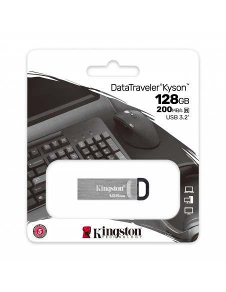 Kingston Technology DataTraveler Kyson unidad flash USB 128 GB USB tipo A 3.2 Gen 1 (3.1 Gen 1) Plata