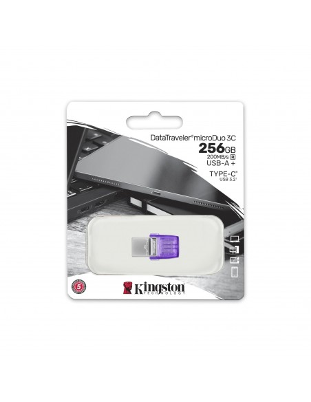 Kingston Technology DataTraveler microDuo 3C unidad flash USB 256 GB USB Type-A   USB Type-C 3.2 Gen 1 (3.1 Gen 1) Acero