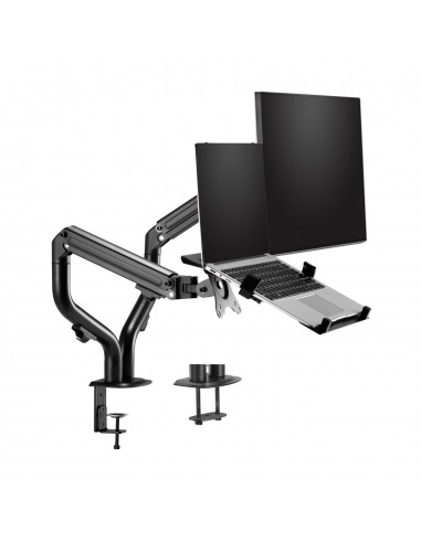 AISENS Soporte de Mesa Contrapeso Giratorio e Inclinable para Portatil y Monitor TV 8Kg de 17-32, Negro