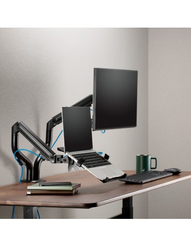 AISENS Soporte de Mesa Contrapeso Giratorio e Inclinable para Portatil y Monitor TV 8Kg de 17-32, Negro