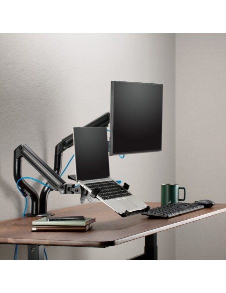 AISENS Soporte de Mesa Contrapeso Giratorio e Inclinable para Portatil y Monitor TV 8Kg de 17-32, Negro