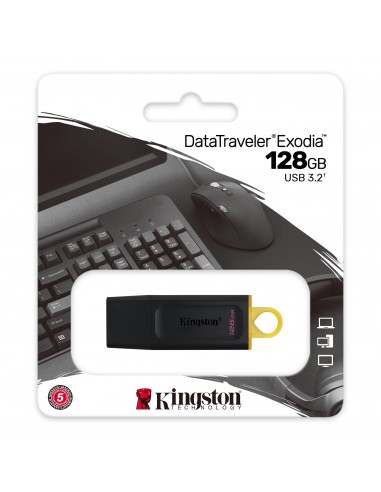 Kingston Technology DataTraveler Exodia unidad flash USB 128 GB USB tipo A 3.2 Gen 1 (3.1 Gen 1) Negro