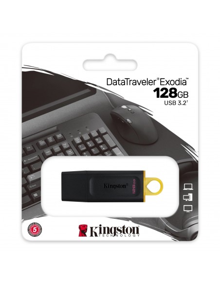 Kingston Technology DataTraveler Exodia unidad flash USB 128 GB USB tipo A 3.2 Gen 1 (3.1 Gen 1) Negro
