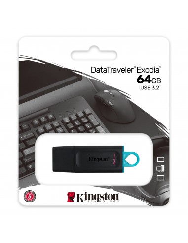 Kingston Technology DataTraveler Exodia unidad flash USB 64 GB USB tipo A 3.2 Gen 1 (3.1 Gen 1) Negro