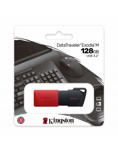 Kingston Technology DataTraveler Exodia M unidad flash USB 128 GB USB tipo A 3.2 Gen 1 (3.1 Gen 1) Negro, Rojo
