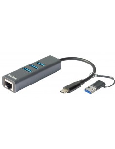 D-Link DUB-2332 base para portátil y replicador de puertos Alámbrico USB Tipo C Gris 2