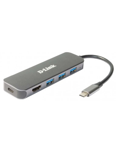 D-Link DUB-2333 base para portátil y replicador de puertos Alámbrico USB Tipo C Gris