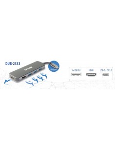 D-Link DUB-2333 base para portátil y replicador de puertos Alámbrico USB Tipo C Gris 2